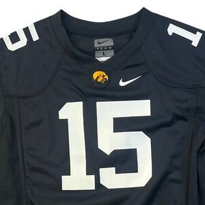 Nike Team Iowa Hawkeyes Football Jersey Black White Number 15 Size Youth L J3‎
